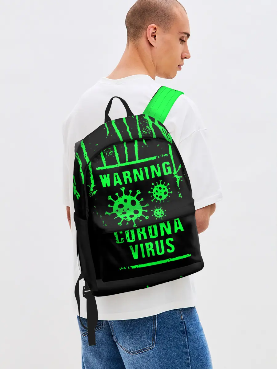 Рюкзак джинсовый / Warning Coronavirus