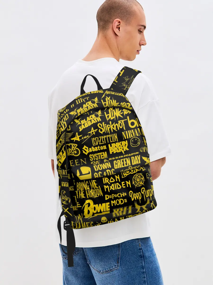 Рюкзак джинсовый / Логотипы рок групп GOLD