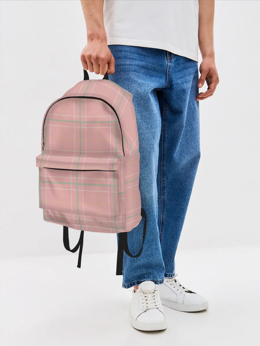 Рюкзак джинсовый / Шотландка Розовая
