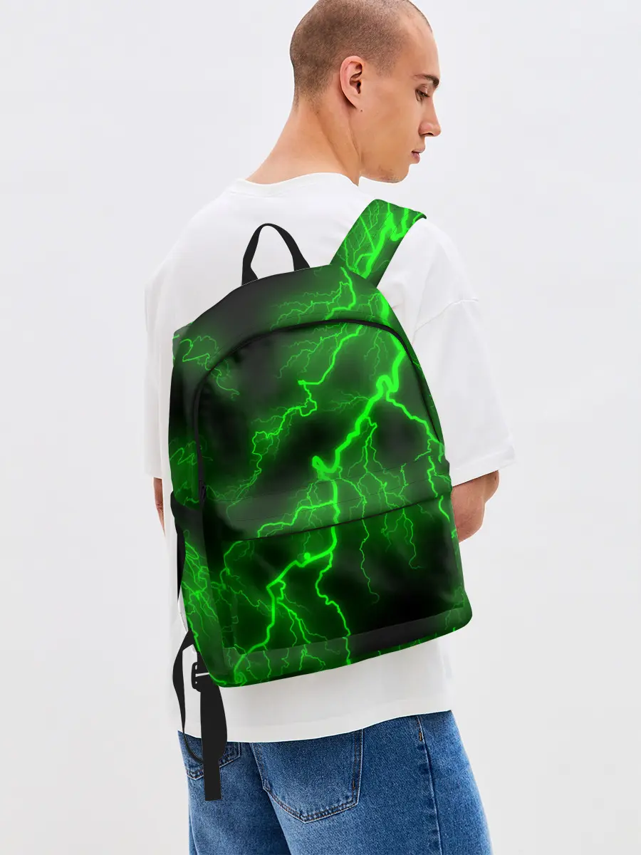 Рюкзак джинсовый / МОЛНИЯ GREEN NEON