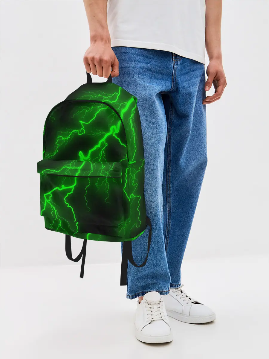 Рюкзак джинсовый / МОЛНИЯ GREEN NEON
