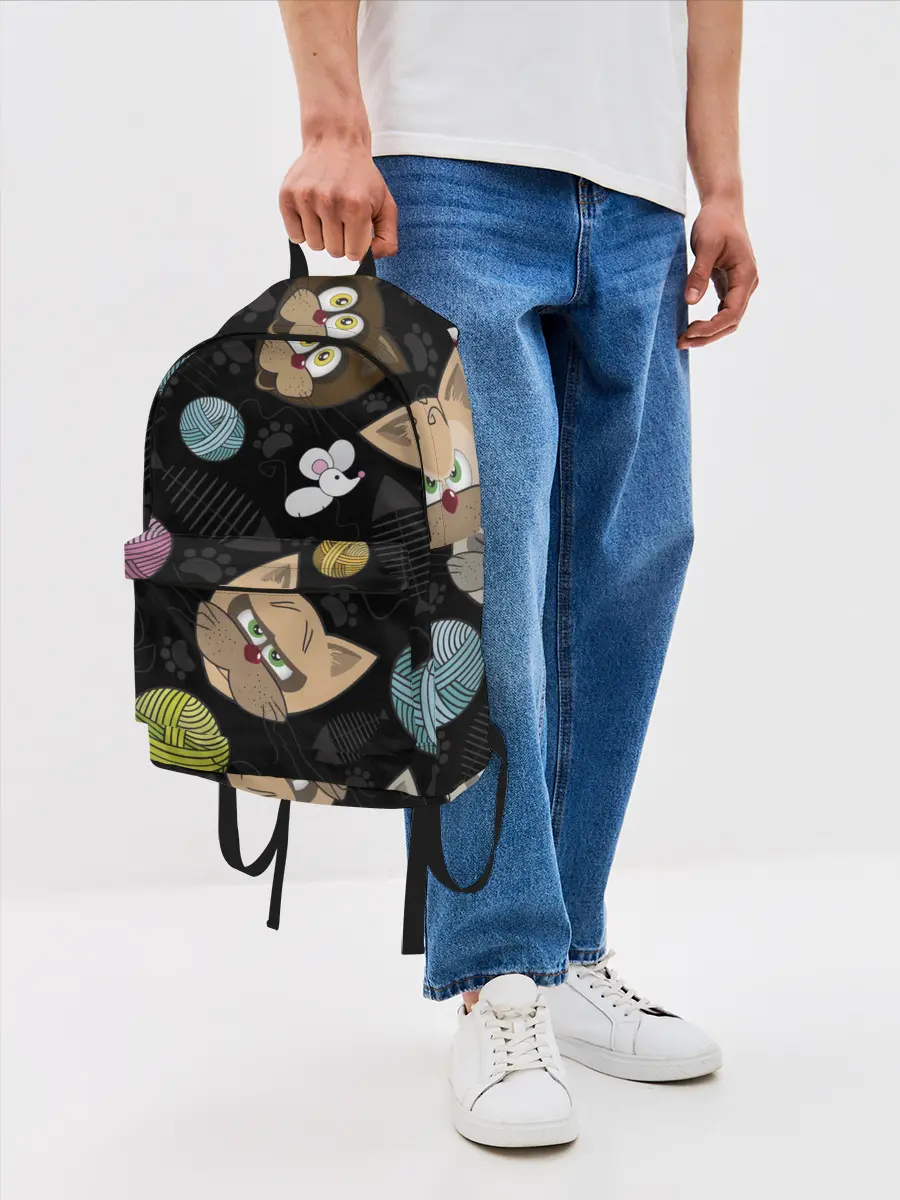 Рюкзак джинсовый / Злой кот.