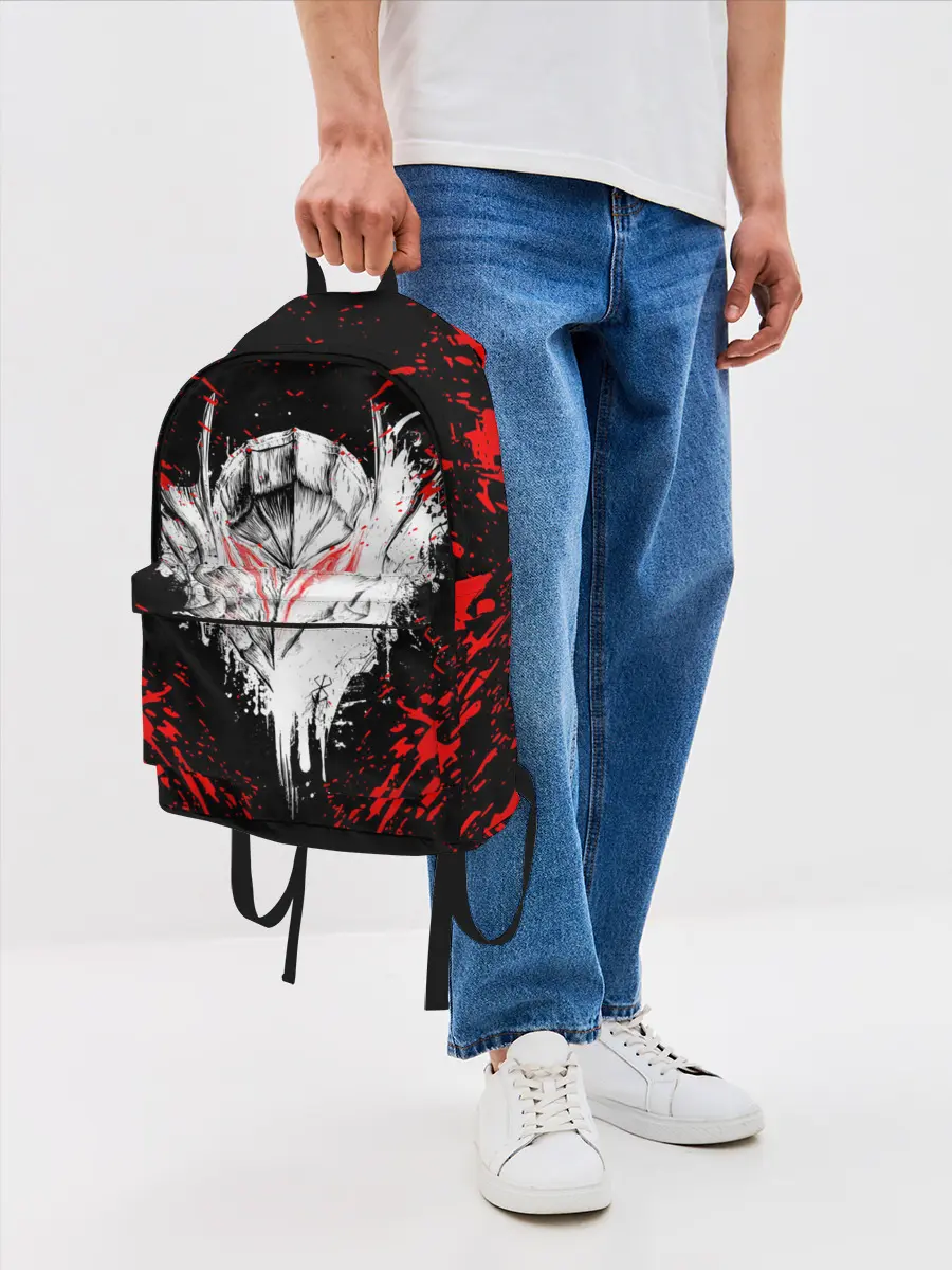 Рюкзак джинсовый / Берсерк маска белая