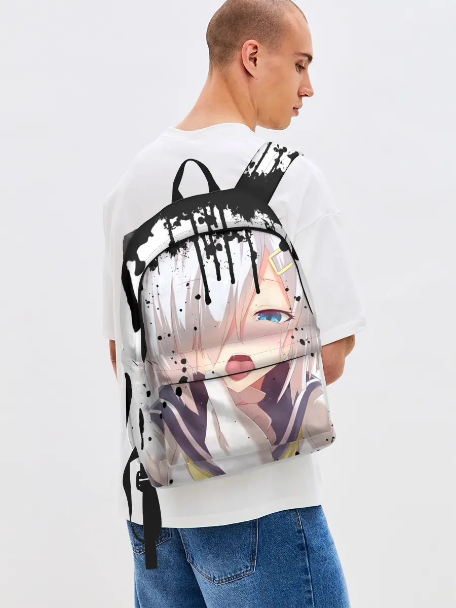 Рюкзак джинсовый / Ахегао лицо в цвете