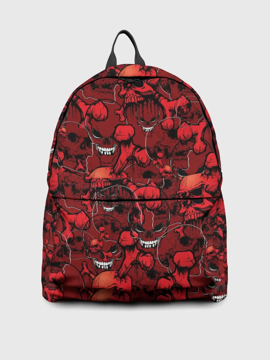 Рюкзак джинсовый / Красный череп