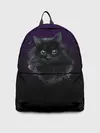 Рюкзак джинсовый / черный кот на фиолетовом фоне