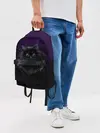 Рюкзак джинсовый / черный кот на фиолетовом фоне