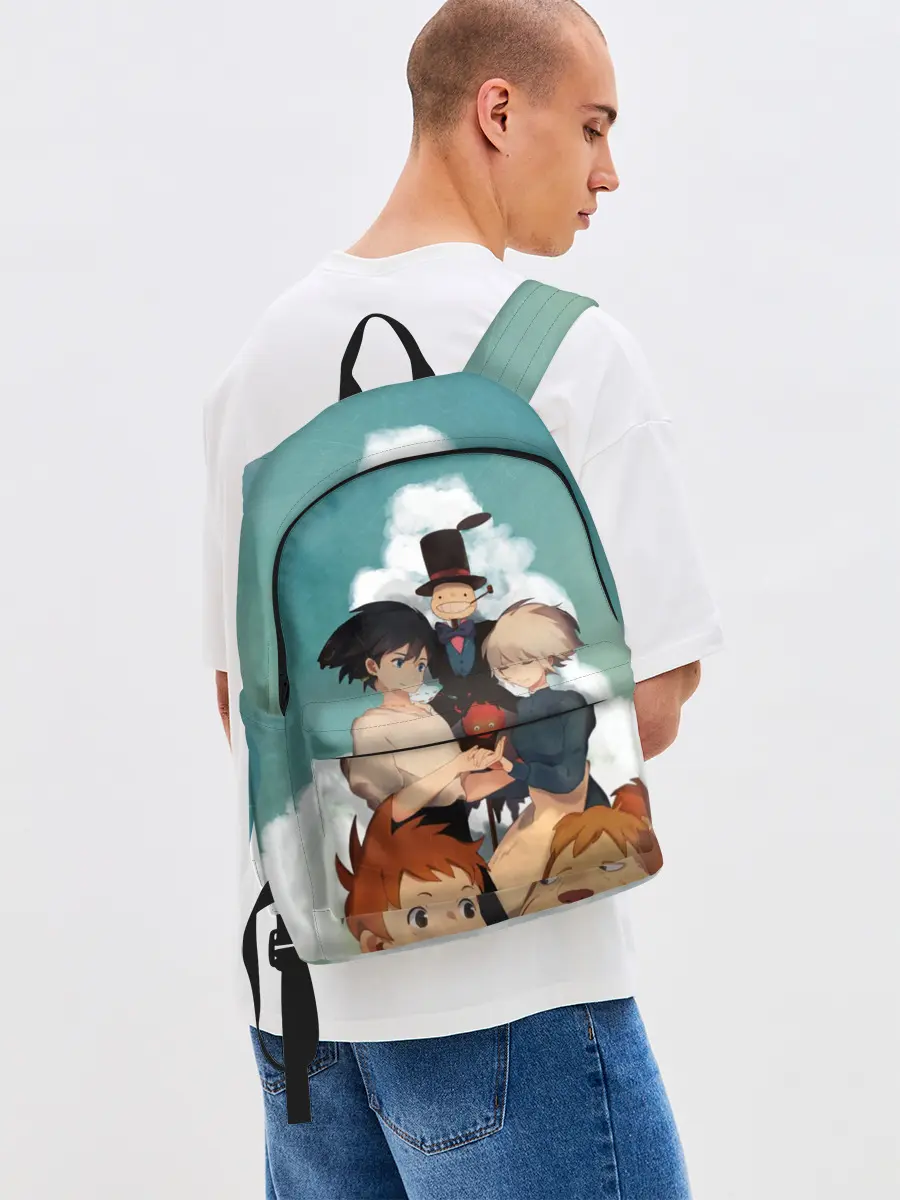 Рюкзак джинсовый / Хаул, Софи, Кальцифер и другие