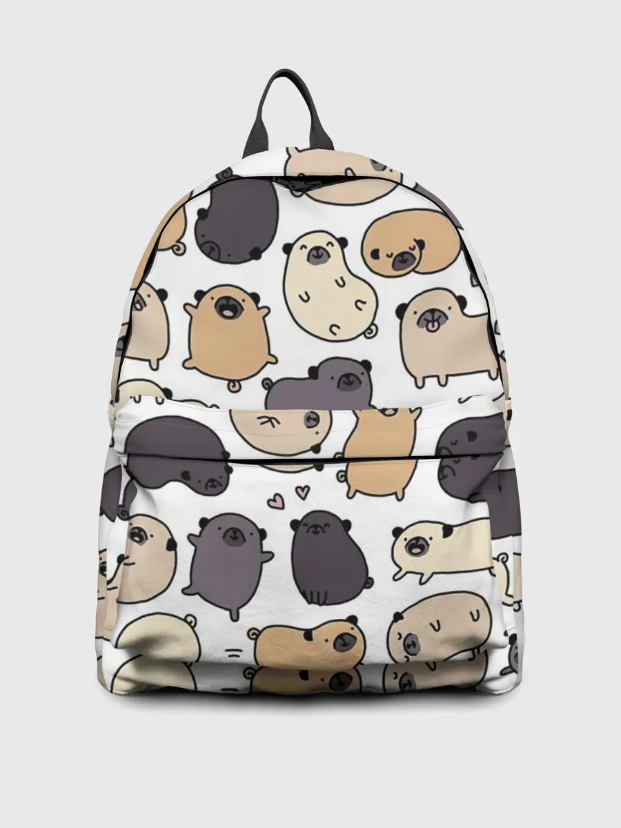 Рюкзак джинсовый / Милые мопсы