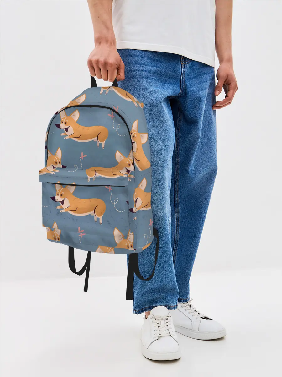 Рюкзак джинсовый / Корги с бабочкой