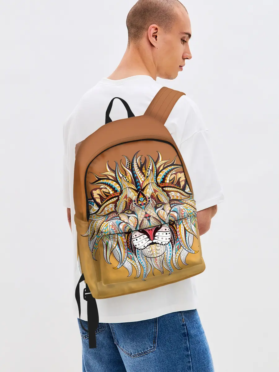 Рюкзак джинсовый / Стилизованный арт ЛЕВ морда