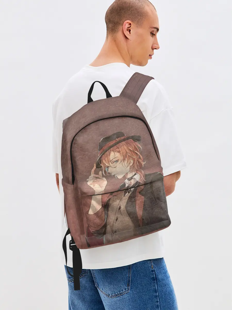 Рюкзак джинсовый / Чуя Накахар на состаренном фоне