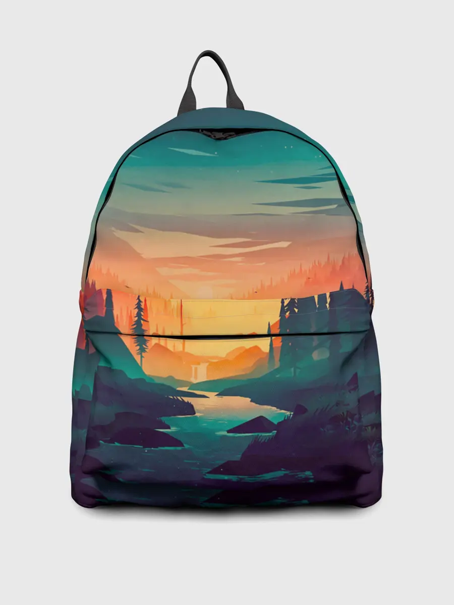 Рюкзак джинсовый / Закат Лес