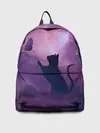 Рюкзак джинсовый / Бабочка кот силуэт фиолетовый