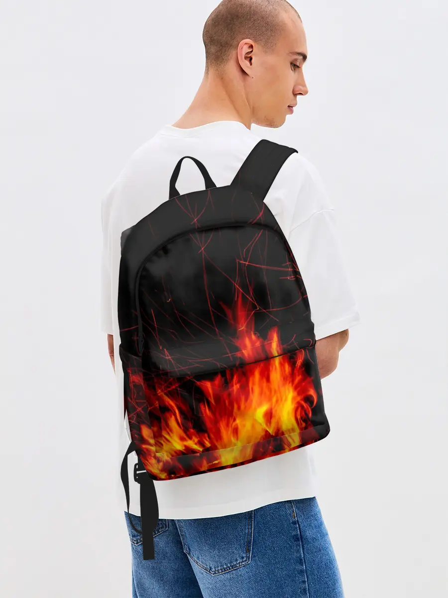 Рюкзак джинсовый / Ночной костер в лесу