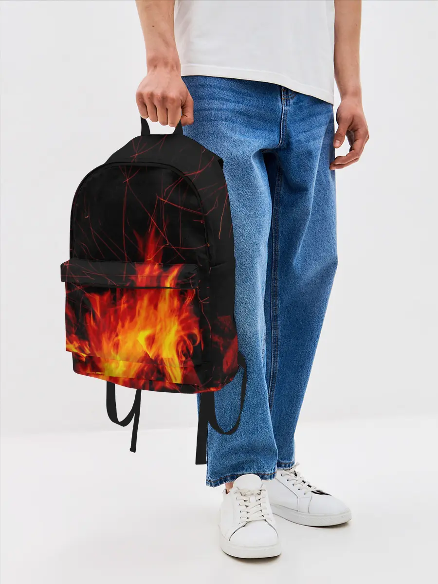 Рюкзак джинсовый / Ночной костер в лесу