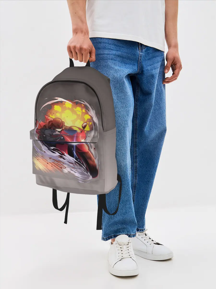 Рюкзак джинсовый / Чуя Накахара на мотоцикле взрыв