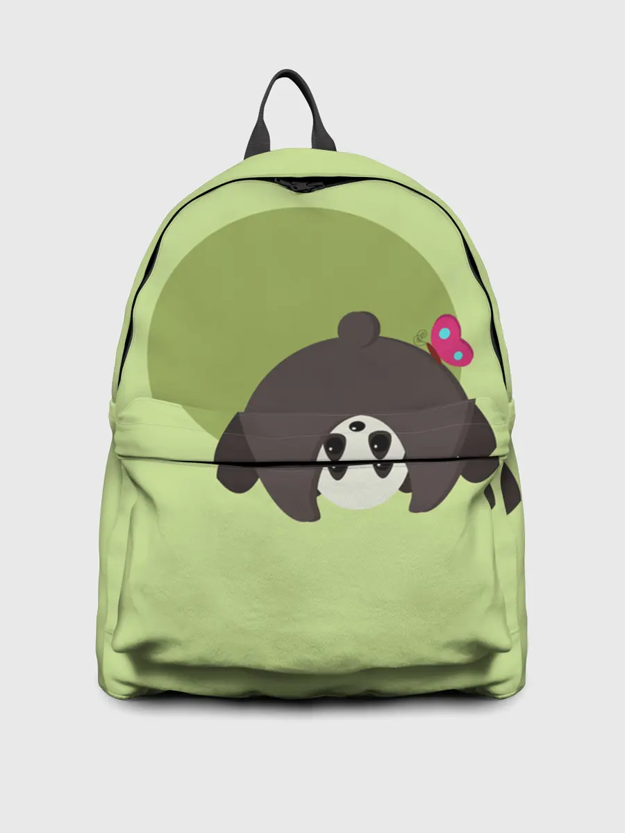 Рюкзак джинсовый / Прикольная панда с бабочкой