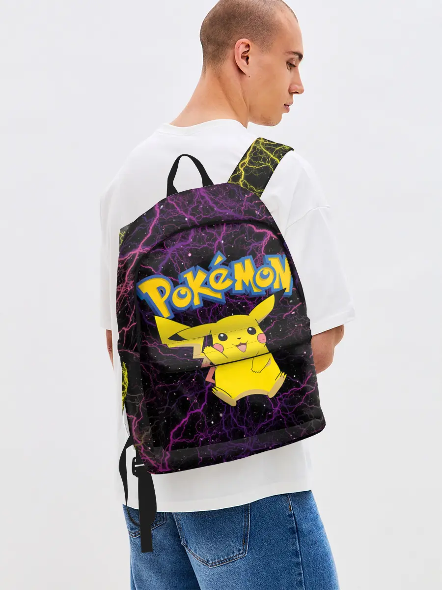 Рюкзак джинсовый / Цветные молнии Пикачу