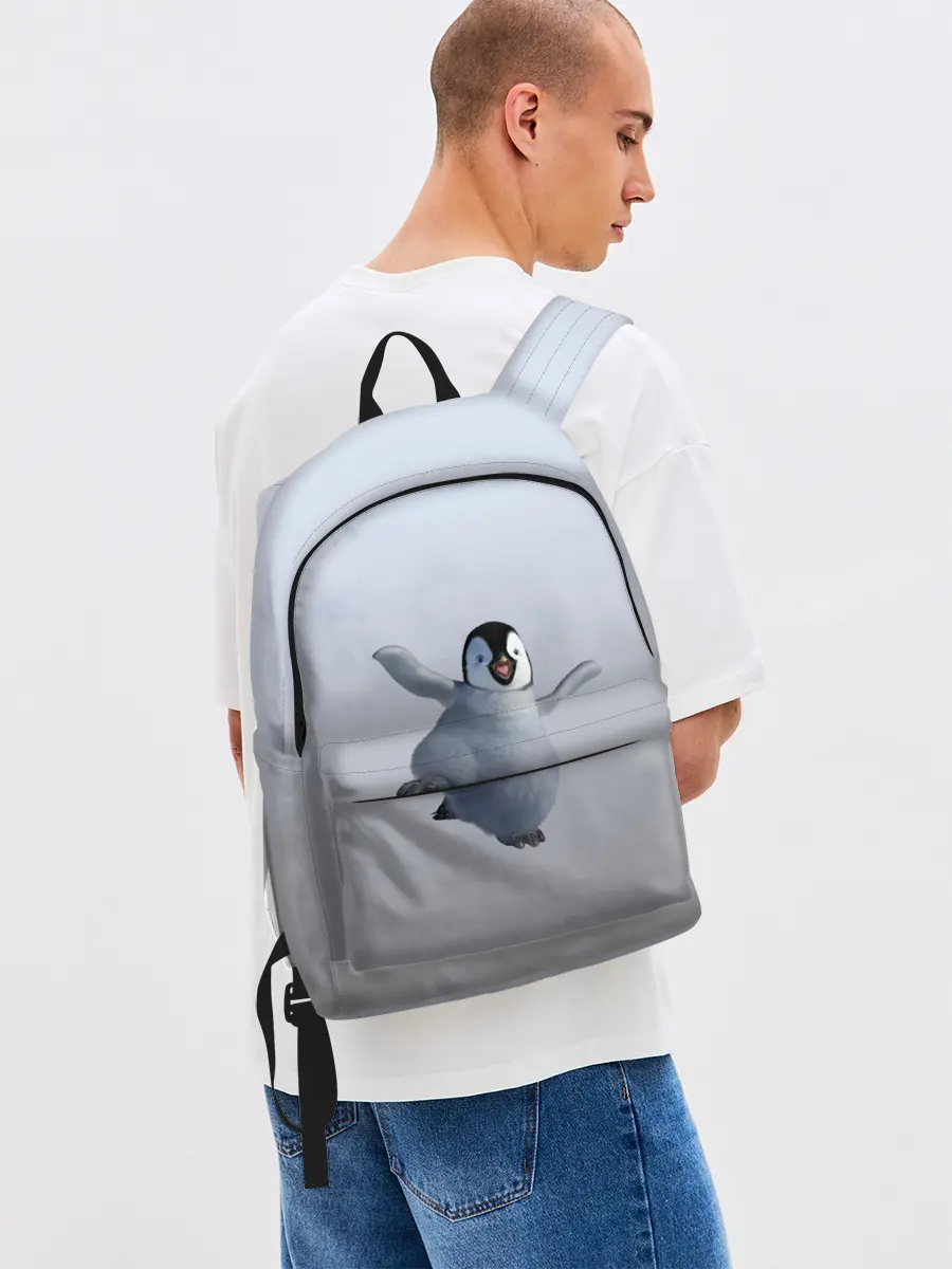 Рюкзак джинсовый / мультяшный пингвин