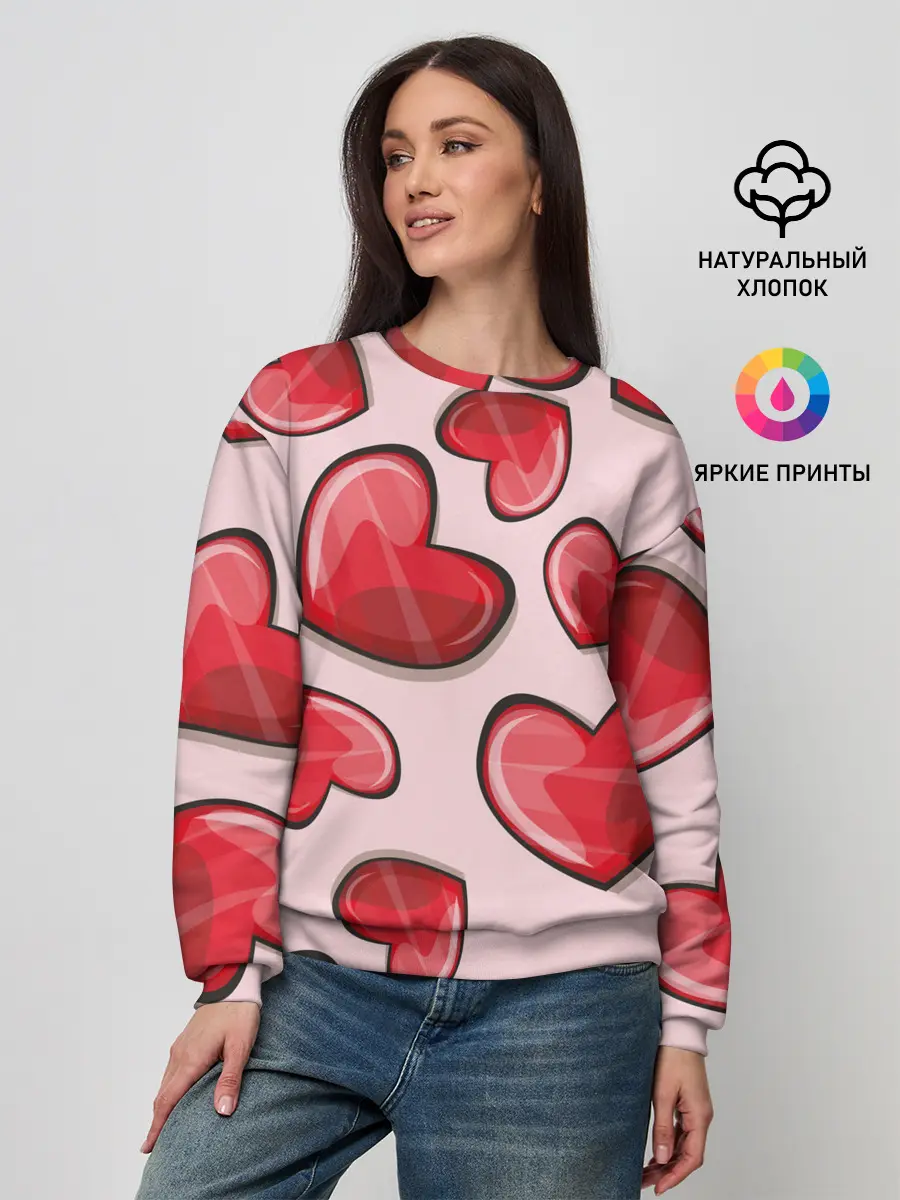 Женский свитшот / Узор Сердечки для влюбленных