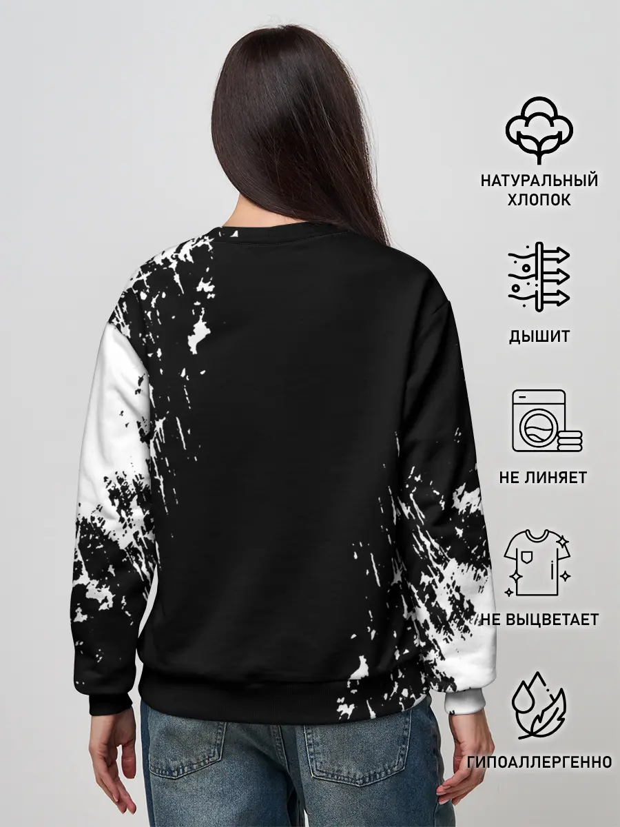 Женский свитшот / Черный Клевер затертый фон