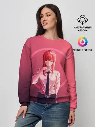 Женский свитшот / Макима на красном фоне