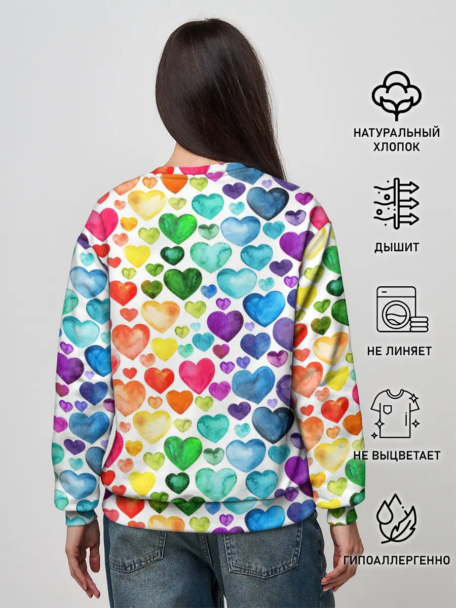 Женский свитшот / Радужные сердечки