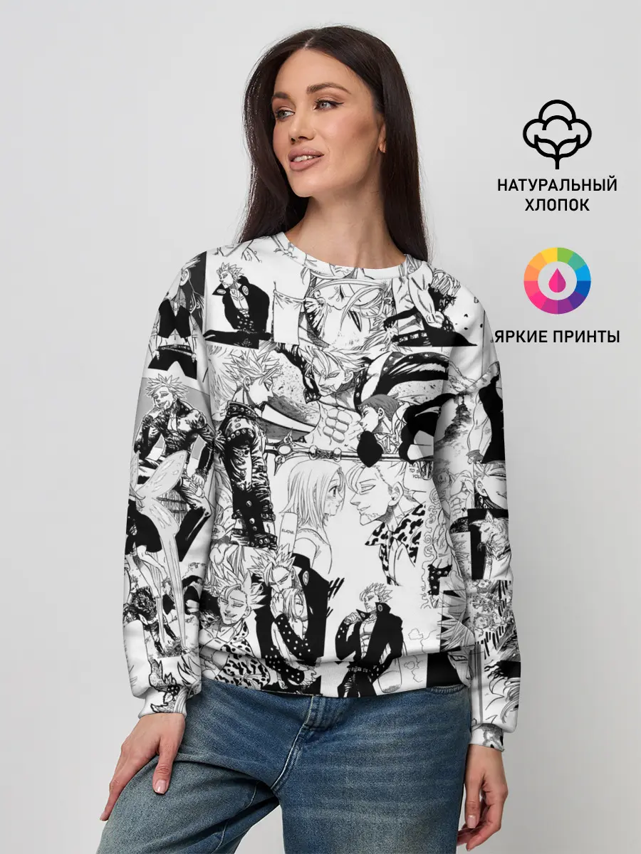 Женский свитшот / 7 СМЕРТНЫХ ГРЕХОВ. Манга-паттерн