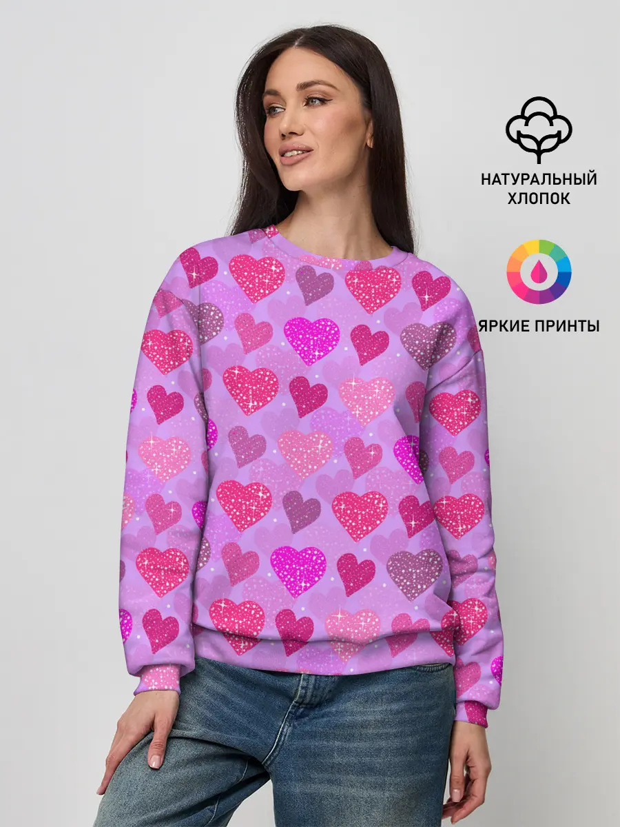 Женский свитшот / Розовые сердечки