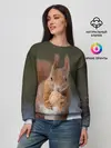 Женский свитшот / белка с орехом на снегу