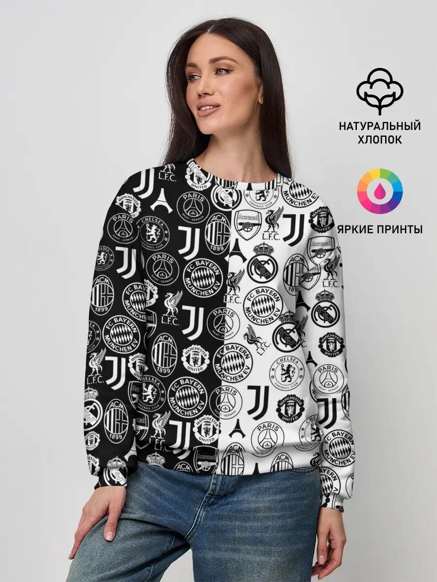 Женский свитшот / ЛОГОТИПЫ ФУТБОЛЬНЫХ КОМАНД