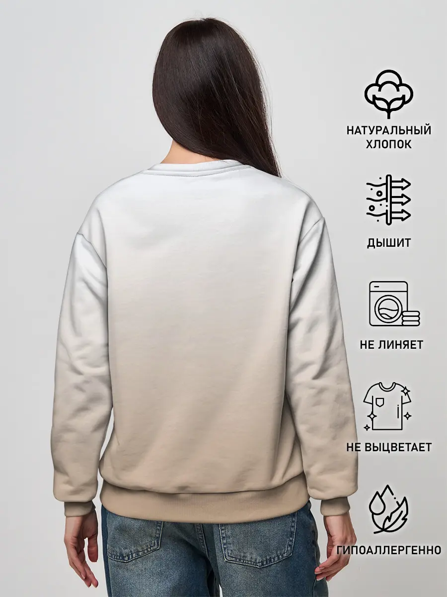 Женский свитшот / бело-рыжий котенок реализм