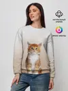 Женский свитшот / бело-рыжий котенок реализм