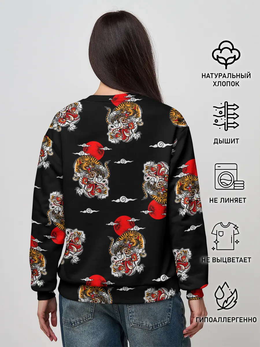 Женский свитшот / Японский стиль - тигры