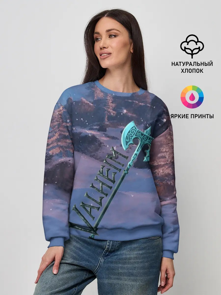 Женский свитшот / Valheim лого с секирой