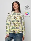 Женский свитшот / мультяшные котики на желтом мя