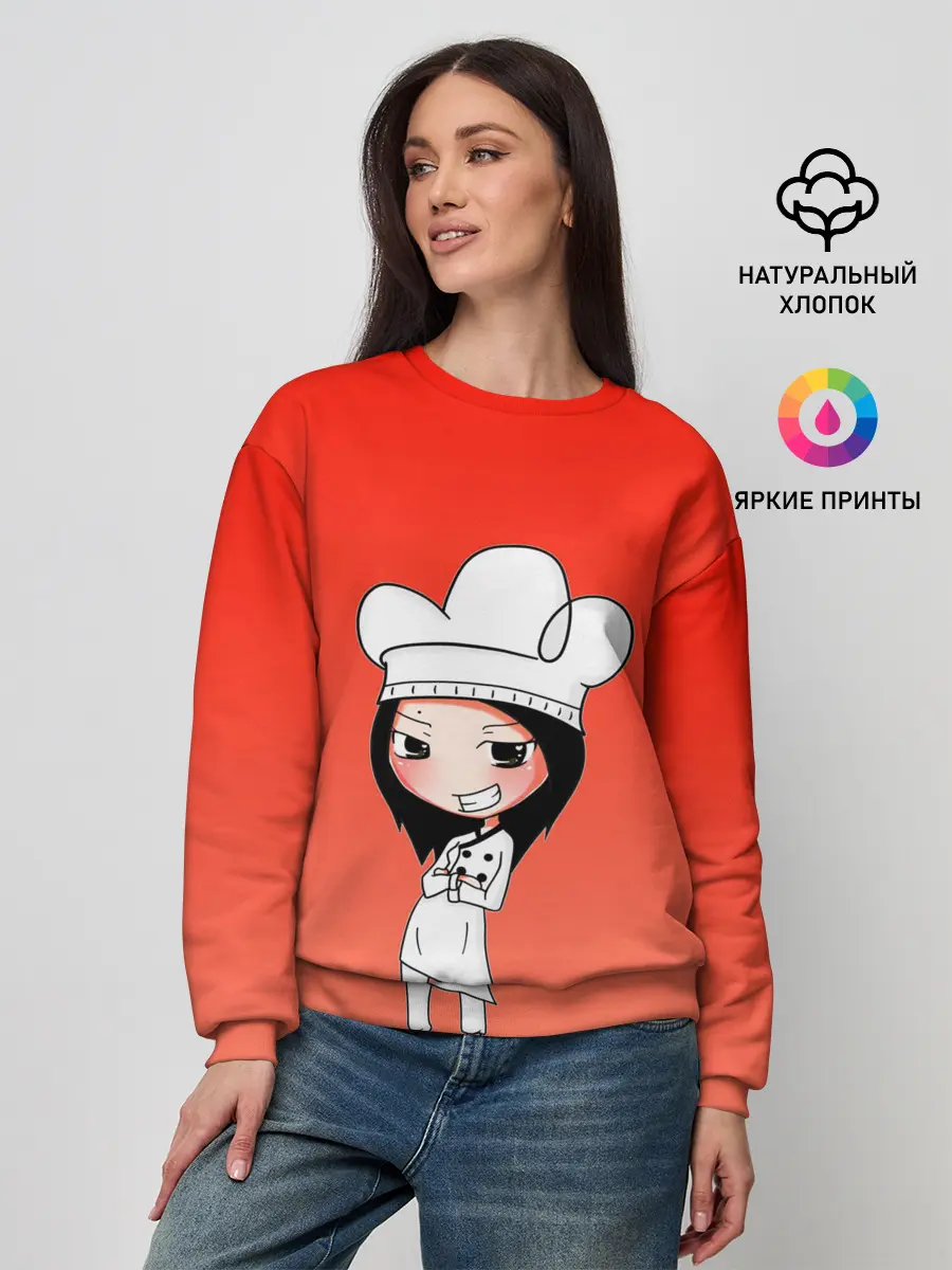 Женский свитшот / Повар девушка манга