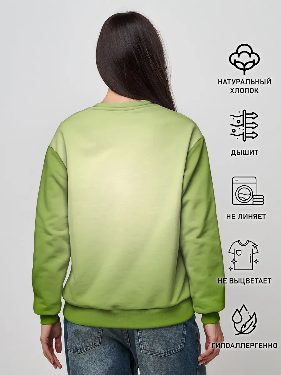 Женский свитшот / Билли Айлиш на зеленом фоне