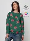 Женский свитшот / Розы на зеленом фоне