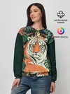 Женский свитшот / Огненный Тигр в Цветах