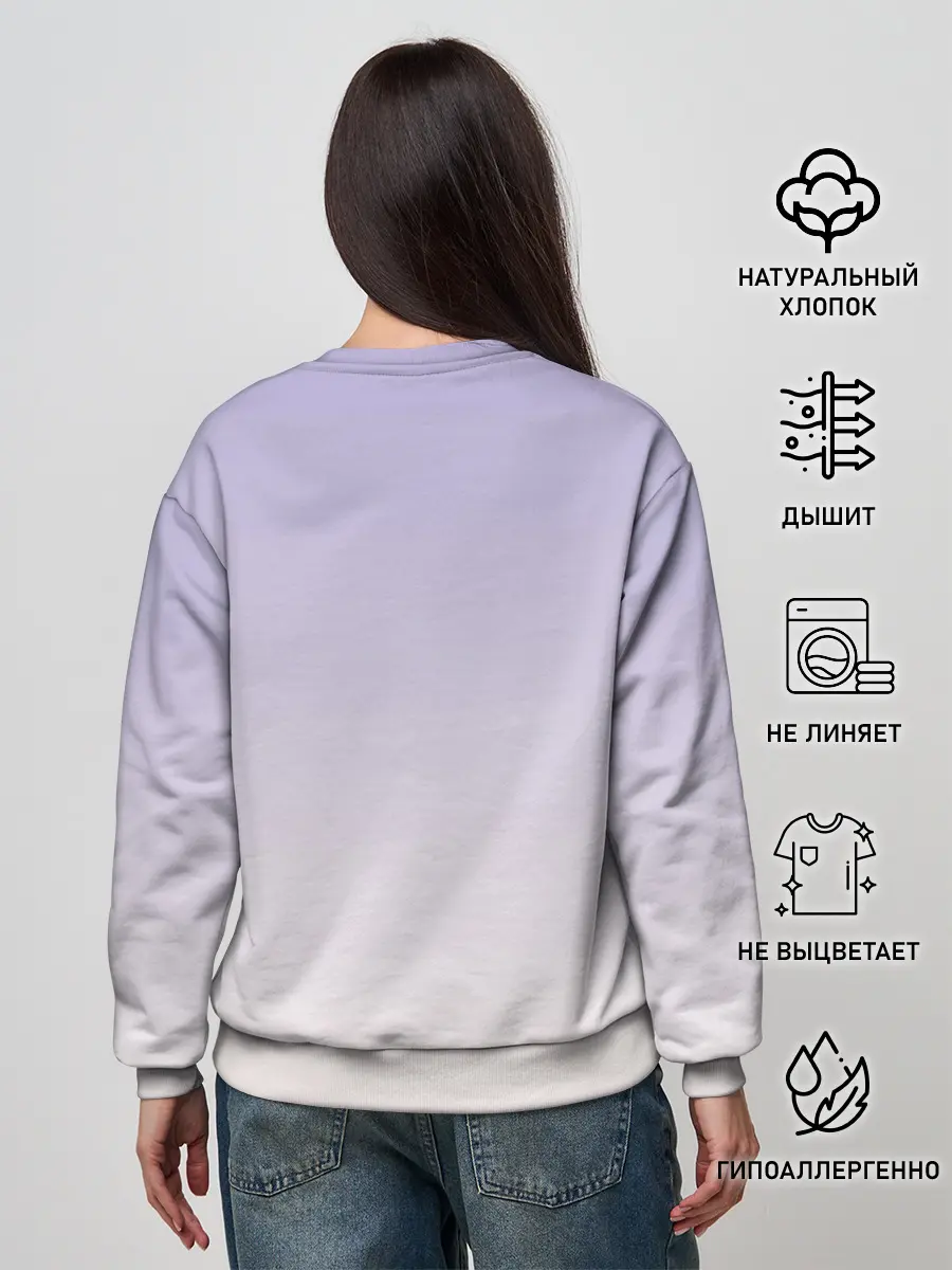 Женский свитшот / единорожек на фиолетовом