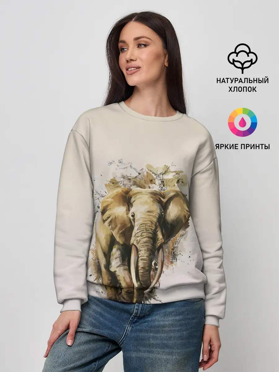 Женский свитшот / акварельный слон брызги