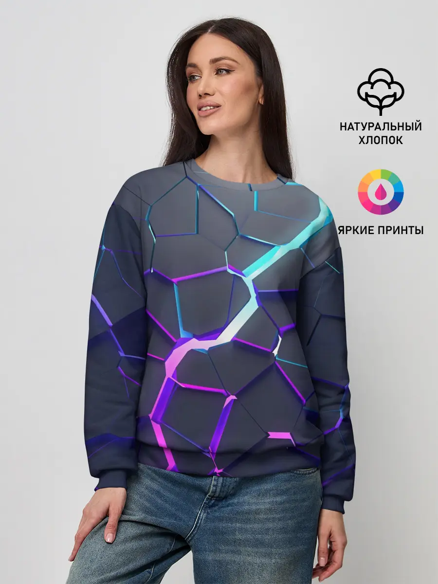 Женский свитшот / НЕОНОВЫЙ РАЗЛОМ | 3Д РАЗЛОМ