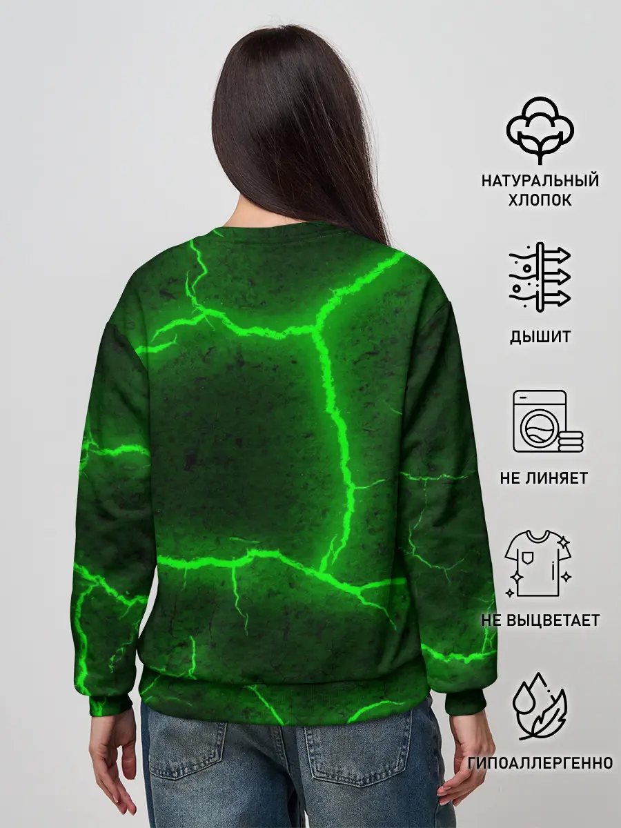 Женский свитшот / К - 13 зелёная трещина 3D