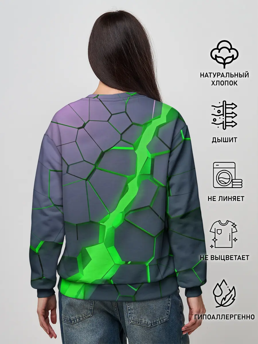 Женский свитшот / ЗЕЛЕНЫЙ РАЗЛОМ | 3Д РАЗЛОМ