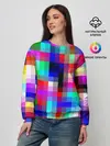 Женский свитшот / РАЗНОЦВЕТНЫЕ ПИКСЕЛИ / КУБЫ