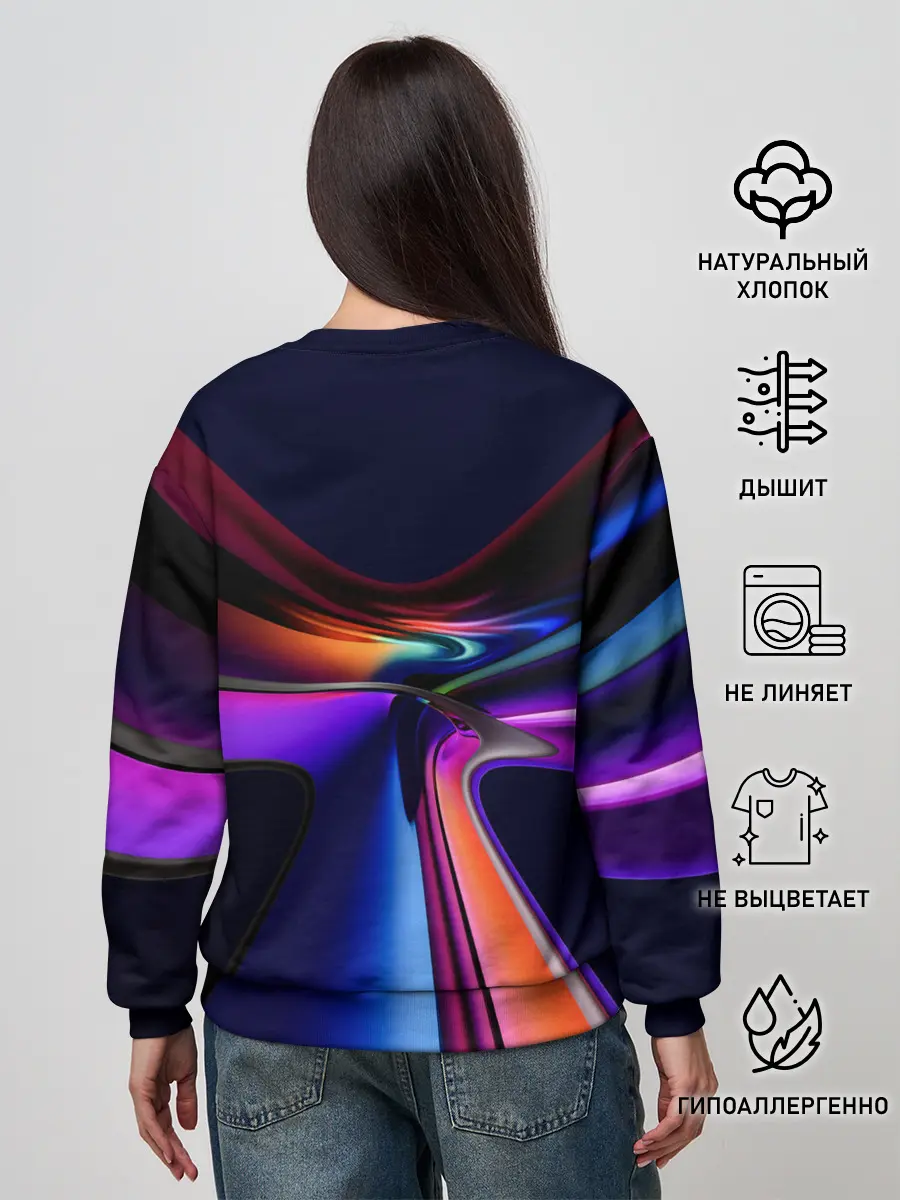 Женский свитшот / Красочные светящиеся линии