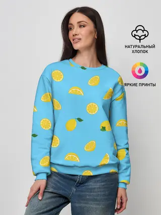Женский свитшот / Лимоны на голубом