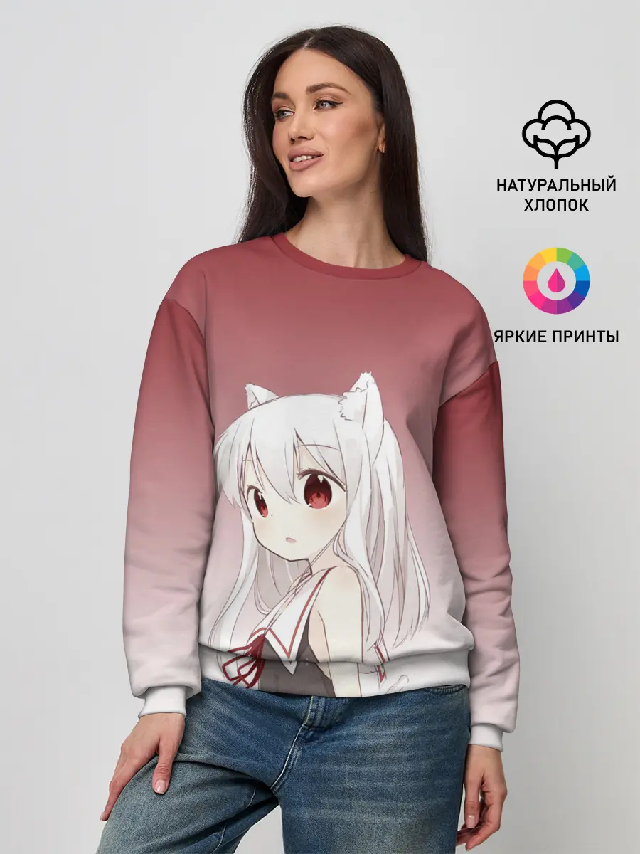 Женский свитшот / малышка ушки хвост глаза